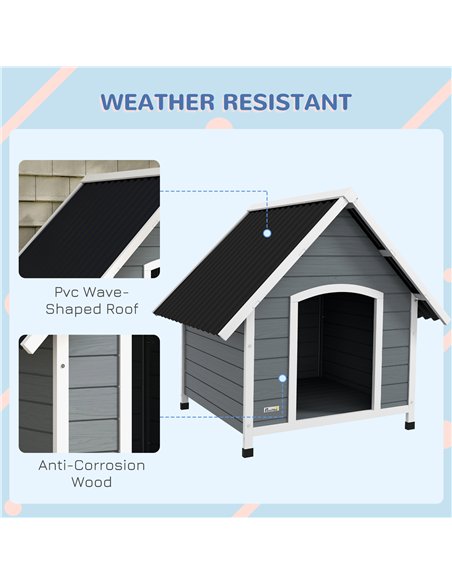 PawHut Outdoor Dog Kennel, Wooden Dog House, with Removable Floor, Anti-Corrosion Wood, for Large Dogs, 106.5H x 110W x 98Dcm - pic 142252 | FastDaddyshop