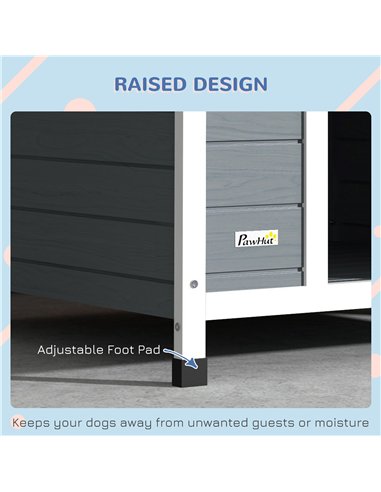 PawHut Outdoor Dog Kennel, Wooden Dog House, with Removable Floor, Anti-Corrosion Wood, for Large Dogs, 106.5H x 110W x 98Dcm