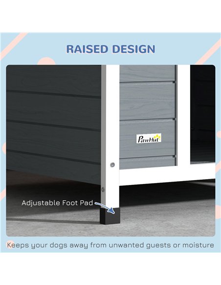PawHut Outdoor Dog Kennel, Wooden Dog House, with Removable Floor, Anti-Corrosion Wood, for Large Dogs, 106.5H x 110W x 98Dcm - pic 142253 | FastDaddyshop