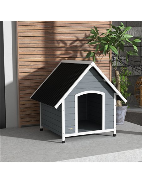 PawHut Outdoor Dog Kennel, Wooden Dog House, with Removable Floor, Anti-Corrosion Wood, for Large Dogs, 106.5H x 110W x 98Dcm - pic 142254 | FastDaddyshop