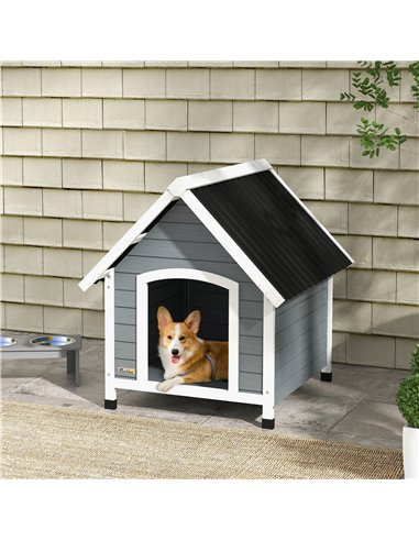 PawHut Outdoor Dog Kennel, Wooden Dog House, with Removable Floor, Anti-Corrosion Wood, for Medium Dogs,  82H x 75W x 88Dcm