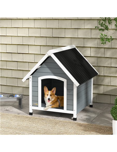 PawHut Outdoor Dog Kennel, Wooden Dog House, with Removable Floor, Anti-Corrosion Wood, for Medium Dogs,  82H x 75W x 88Dcm - pic 142257 | FastDaddyshop