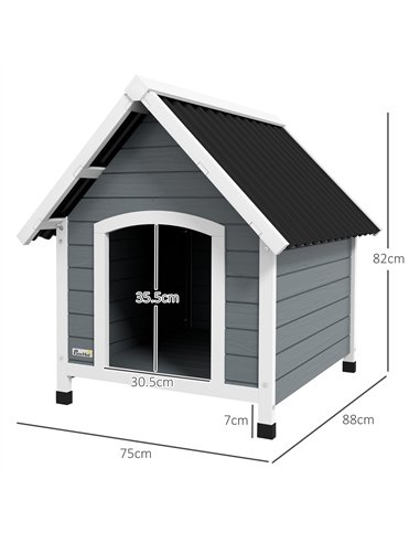 PawHut Outdoor Dog Kennel, Wooden Dog House, with Removable Floor, Anti-Corrosion Wood, for Medium Dogs,  82H x 75W x 88Dcm