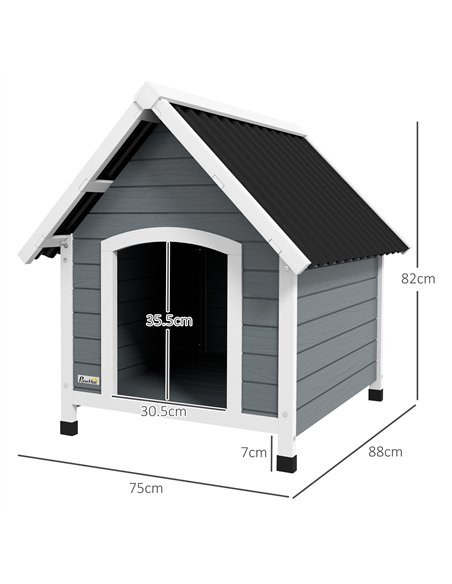 PawHut Outdoor Dog Kennel, Wooden Dog House, with Removable Floor, Anti-Corrosion Wood, for Medium Dogs,  82H x 75W x 88Dcm - pic 142258 | FastDaddyshop