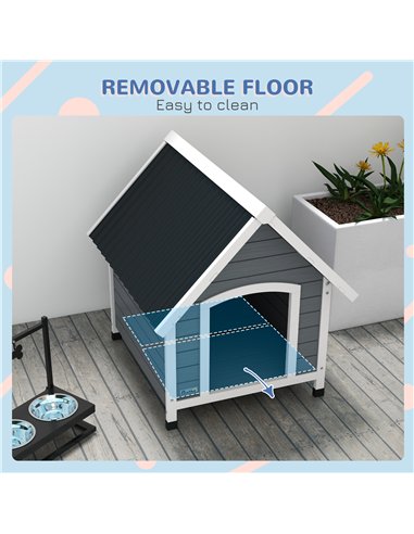 PawHut Outdoor Dog Kennel, Wooden Dog House, with Removable Floor, Anti-Corrosion Wood, for Medium Dogs,  82H x 75W x 88Dcm