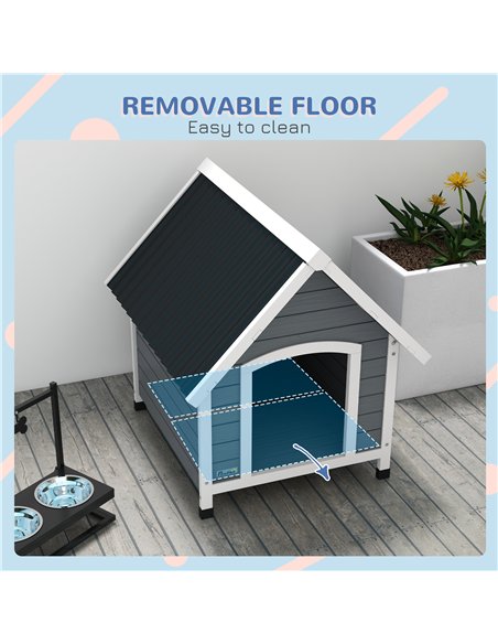 PawHut Outdoor Dog Kennel, Wooden Dog House, with Removable Floor, Anti-Corrosion Wood, for Medium Dogs,  82H x 75W x 88Dcm - pic 142260 | FastDaddyshop