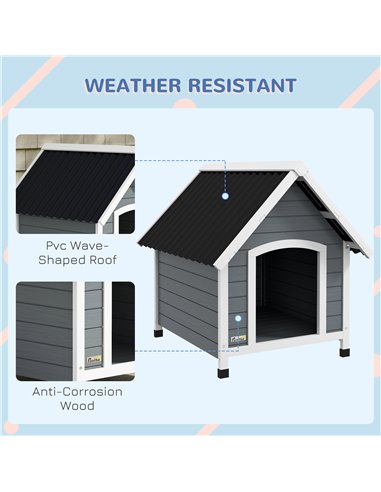 PawHut Outdoor Dog Kennel, Wooden Dog House, with Removable Floor, Anti-Corrosion Wood, for Medium Dogs,  82H x 75W x 88Dcm