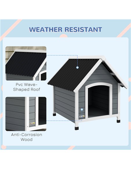 PawHut Outdoor Dog Kennel, Wooden Dog House, with Removable Floor, Anti-Corrosion Wood, for Medium Dogs,  82H x 75W x 88Dcm - pic 142261 | FastDaddyshop