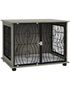 PawHut Indoor Dog Crate Furniture End Table w/ Plush Washable Cushion, Lockable Door, for Medium Dogs