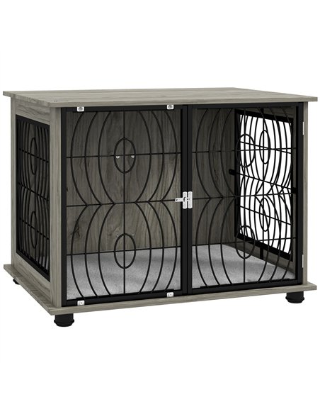 PawHut Indoor Dog Crate Furniture End Table w/ Plush Washable Cushion, Lockable Door, for Medium Dogs - pic 142265 | FastDaddyshop