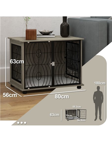 PawHut Indoor Dog Crate Furniture End Table w/ Plush Washable Cushion, Lockable Door, for Medium Dogs - pic 142267 | FastDaddyshop