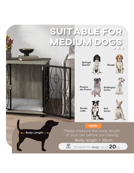 PawHut Indoor Dog Crate Furniture End Table w/ Plush Washable Cushion, Lockable Door, for Medium Dogs - pic 142268 | FastDaddyshop