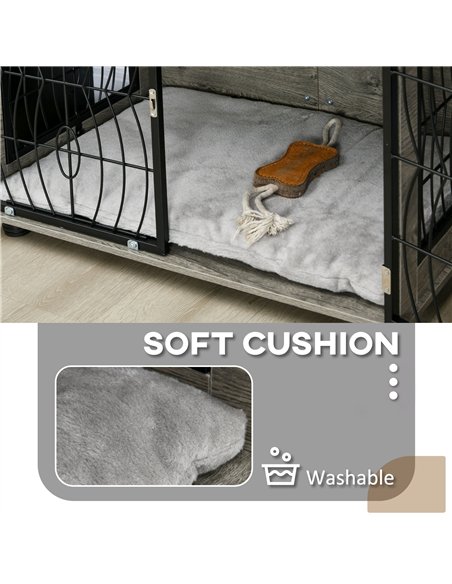 PawHut Indoor Dog Crate Furniture End Table w/ Plush Washable Cushion, Lockable Door, for Medium Dogs - pic 142270 | FastDaddyshop
