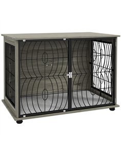 PawHut Dog Crate Furniture End Table w/ Plush Washable Cushion, Lockable Door, for Large Dogs