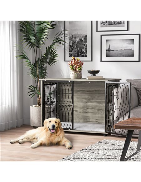 PawHut Dog Crate Furniture End Table w/ Plush Washable Cushion, Lockable Door, for Large Dogs - pic 142275 | FastDaddyshop
