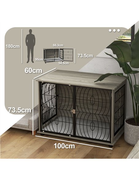 PawHut Dog Crate Furniture End Table w/ Plush Washable Cushion, Lockable Door, for Large Dogs - pic 142276 | FastDaddyshop
