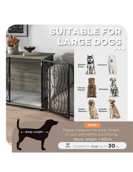 PawHut Dog Crate Furniture End Table w/ Plush Washable Cushion, Lockable Door, for Large Dogs - pic 142277 | FastDaddyshop