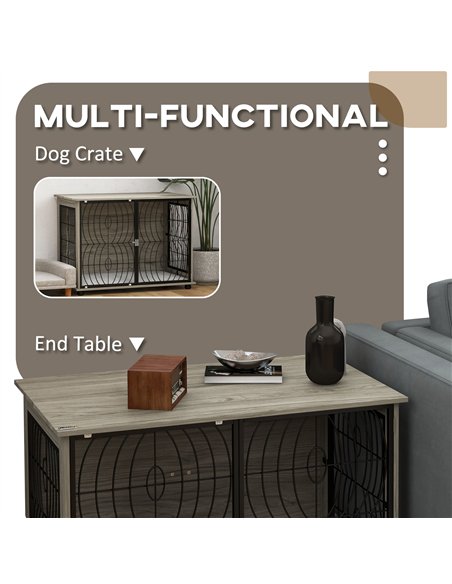 PawHut Dog Crate Furniture End Table w/ Plush Washable Cushion, Lockable Door, for Large Dogs - pic 142278 | FastDaddyshop