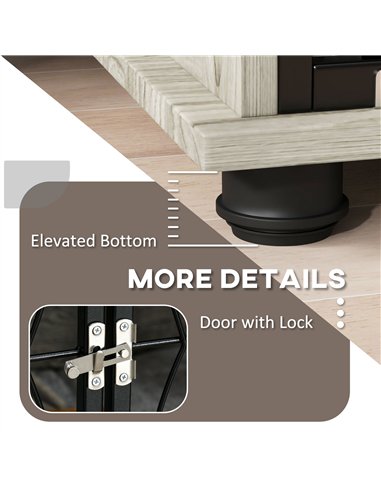 PawHut Dog Crate Furniture End Table w/ Plush Washable Cushion, Lockable Door, for Large Dogs
