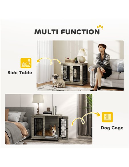 PawHut Indoor Dog Crate Furniture End Table with Soft Washable Cushion, Lockable Front Door, for Medium Dogs - Black - pic 142287 | FastDaddyshop