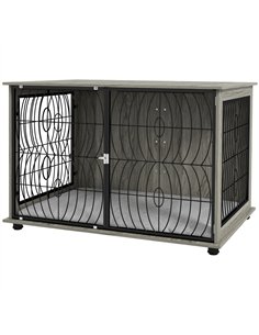 PawHut Dog Crate Furniture End Table w/ Plush Washable Cushion, Lockable Door, for Extra Large Dogs
