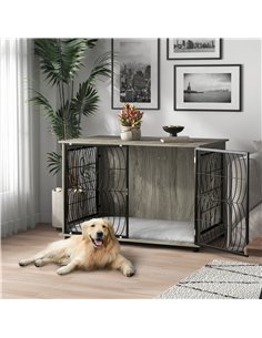 PawHut Dog Crate Furniture End Table w/ Plush Washable Cushion, Lockable Door, for Extra Large Dogs 2