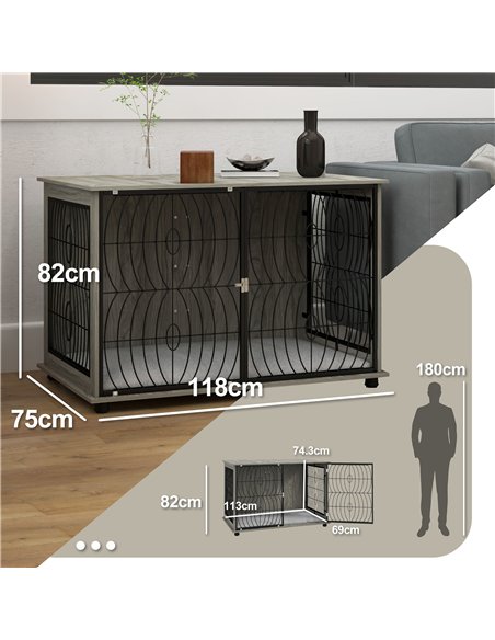 PawHut Dog Crate Furniture End Table w/ Plush Washable Cushion, Lockable Door, for Extra Large Dogs - pic 142294 | FastDaddyshop