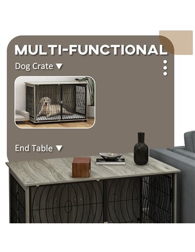 PawHut Dog Crate Furniture End Table w/ Plush Washable Cushion, Lockable Door, for Extra Large Dogs