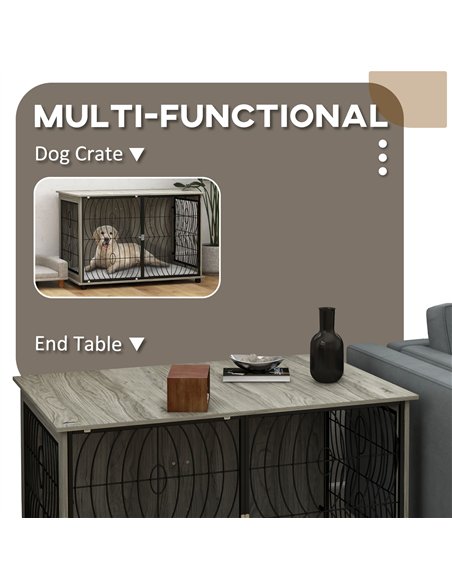 PawHut Dog Crate Furniture End Table w/ Plush Washable Cushion, Lockable Door, for Extra Large Dogs - pic 142296 | FastDaddyshop