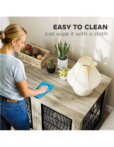 PawHut Indoor Dog Crate Furniture End Table with Soft Washable Cushion, Lockable Front Door, for Extra Large Dogs - Grey