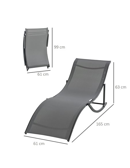 Outsunny Set of 2 S-shaped Foldable Lounge Chair Sun Lounger Reclining Outdoor Chair for Patio Beach Garden Grey - pic 14232 | FastDaddyshop