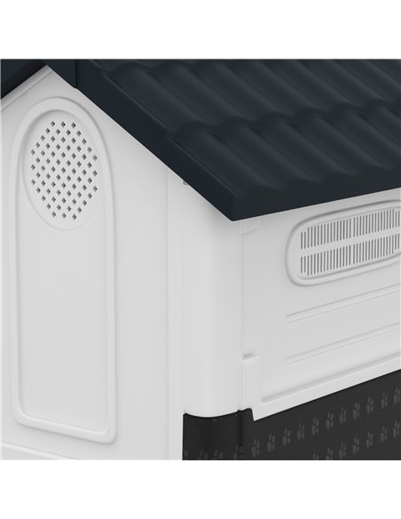 PawHut Plastic Dog Kennel with Windows, for Garden Patio, Miniature Dogs, 64.5 x 57 x 66cm - Grey - pic 142326 | FastDaddyshop