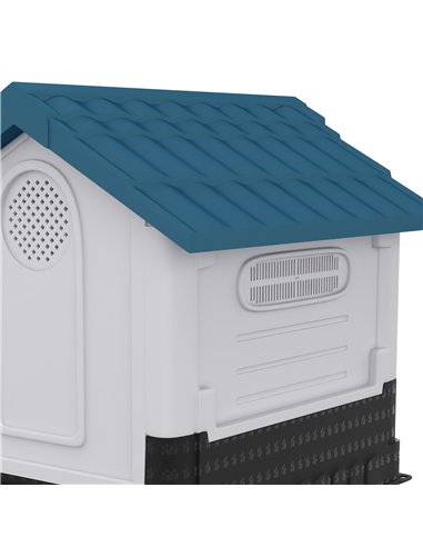 PawHut Plastic Dog Kennel with Windows, for Garden Patio, Medium and Large Dogs, 101 x 88 x 99cm - Blue