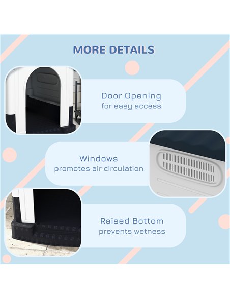 PawHut Plastic Dog Kennel with Windows, for Garden Patio, Miniature and Small Dogs, 80 x 69 x 76cm - Grey - pic 142352 | FastDaddyshop
