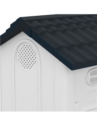 PawHut Plastic Dog Kennel with Windows, for Garden Patio, Miniature and Small Dogs, 80 x 69 x 76cm - Grey