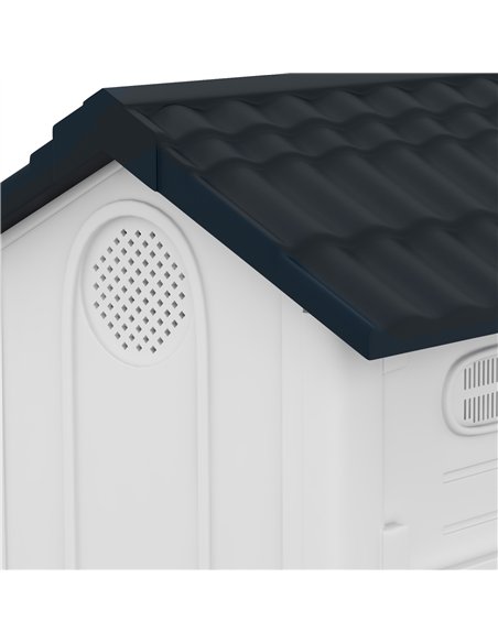 PawHut Plastic Dog Kennel with Windows, for Garden Patio, Miniature and Small Dogs, 80 x 69 x 76cm - Grey - pic 142353 | FastDaddyshop