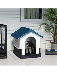 PawHut Plastic Dog Kennel with Windows, for Garden Patio, Miniature and Small Dogs, 80 x 69 x 76cm - Blue 2