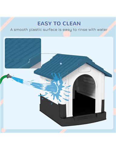 PawHut Plastic Dog Kennel with Windows, for Garden Patio, Miniature and Small Dogs, 80 x 69 x 76cm - Blue