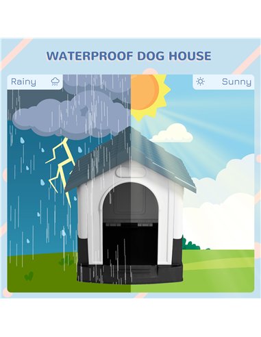 PawHut Plastic Dog Kennel with Windows, for Garden Patio, Miniature and Small Dogs, 80 x 69 x 76cm - Blue