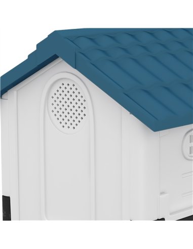 PawHut Plastic Dog Kennel with Windows, for Garden Patio, Miniature and Small Dogs, 80 x 69 x 76cm - Blue