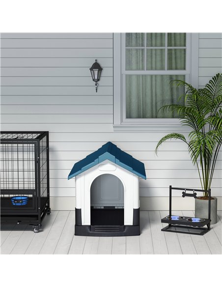 PawHut Plastic Dog Kennel with Windows, for Garden Patio, Miniature and Small Dogs, 80 x 69 x 76cm - Blue - pic 142363 | FastDaddyshop