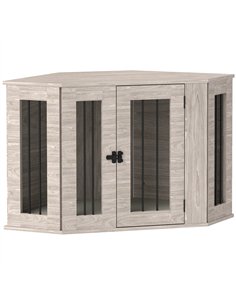 PawHut 2 in 1 Dog Crate Furniture Side Table, with Cushion, 104 x 55 x 63cm - Walnut Brown