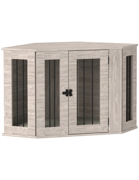 PawHut 2 in 1 Dog Crate Furniture Side Table, with Cushion, 104 x 55 x 63cm - Walnut Brown - pic 142364 | FastDaddyshop
