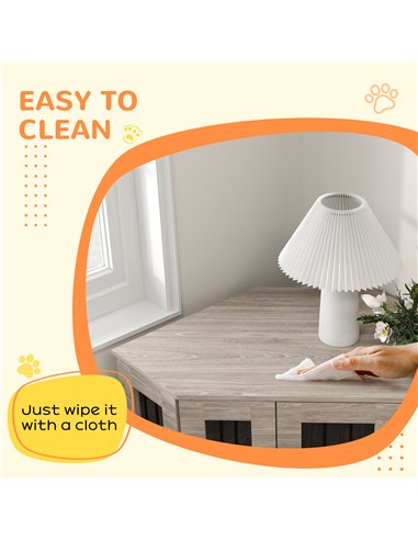 PawHut 2 in 1 Dog Crate Furniture Side Table, with Cushion, 104 x 55 x 63cm - Walnut Brown