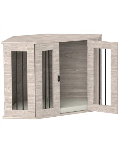 PawHut 2 in 1 Dog Crate Furniture Side Table, with Cushion, 104 x 55 x 63cm - Walnut Brown