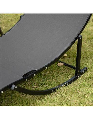 Outsunny Set of 2 S-shaped Foldable Lounge Chair Sun Lounger Reclining Outdoor Chair for Patio Beach Garden Grey