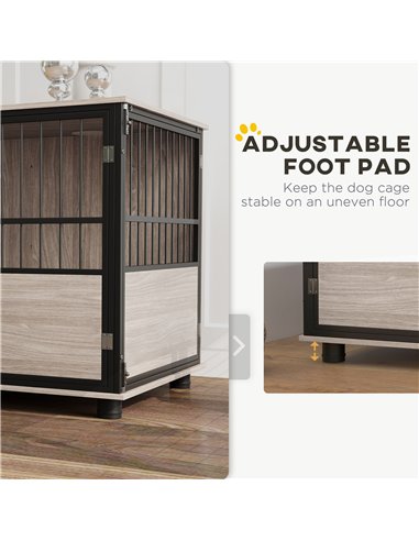 PawHut 100cm Furniture Style Dog Crate Dog Cage End Table Indoor with 3 Doors Soft Washable Cushion, for Large Sized Dogs