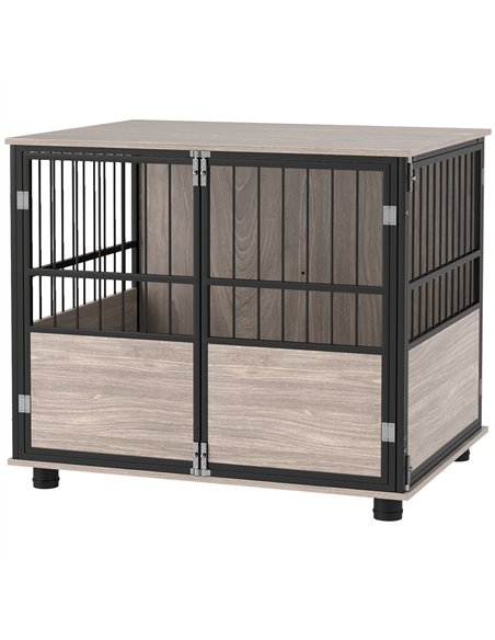 PawHut 80cm Furniture Style Dog Crate Dog Cage End Table Indoor with 3 Doors Soft Washable Cushion, for Medium Sized Dogs - pic 142382 | FastDaddyshop