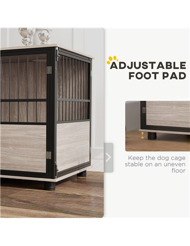 PawHut 80cm Furniture Style Dog Crate Dog Cage End Table Indoor with 3 Doors Soft Washable Cushion, for Medium Sized Dogs