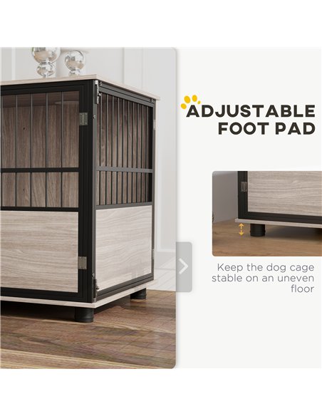 PawHut 80cm Furniture Style Dog Crate Dog Cage End Table Indoor with 3 Doors Soft Washable Cushion, for Medium Sized Dogs - pic 142390 | FastDaddyshop